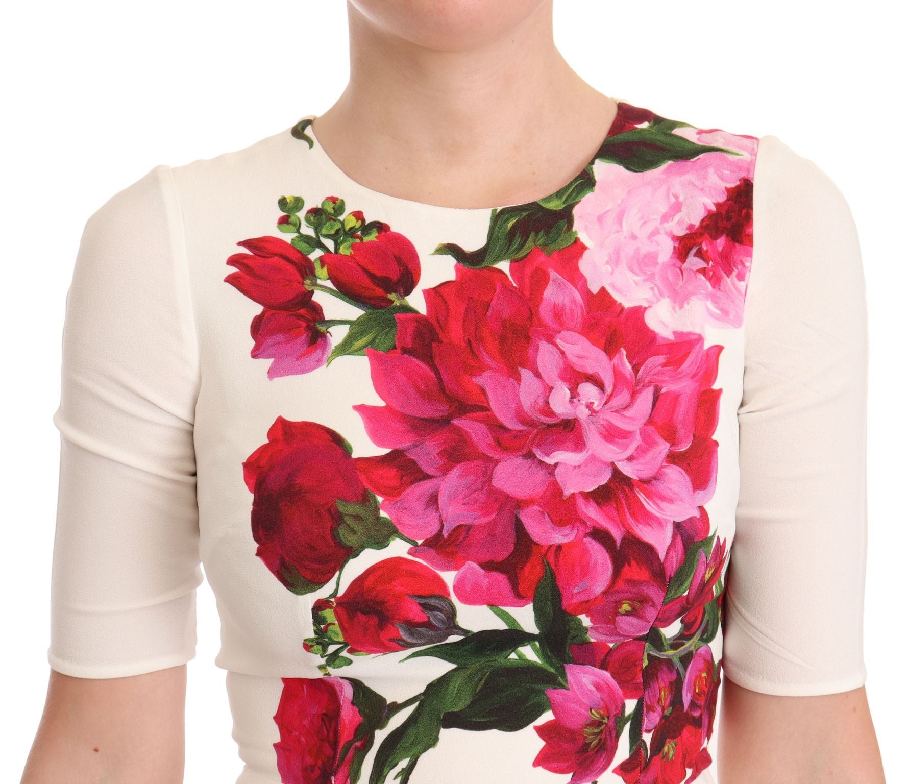 Elegant Floral Midi Bodycon Dress - ventzia
