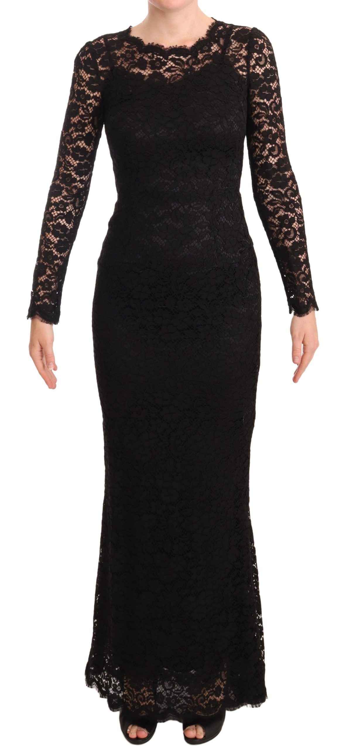 Elegant Laminated Lace Mermaid Dress - ventzia