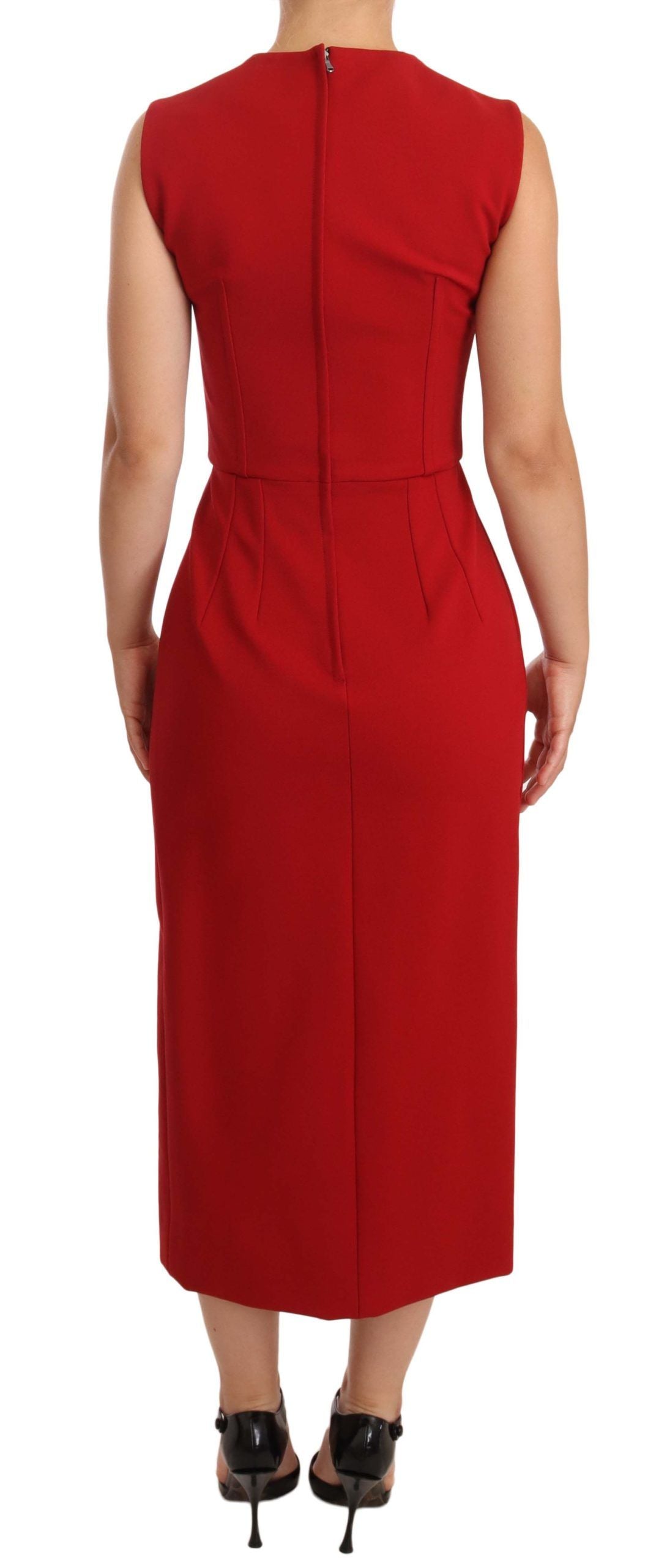 Elegant Sweetheart Midi Dress in Red - ventzia