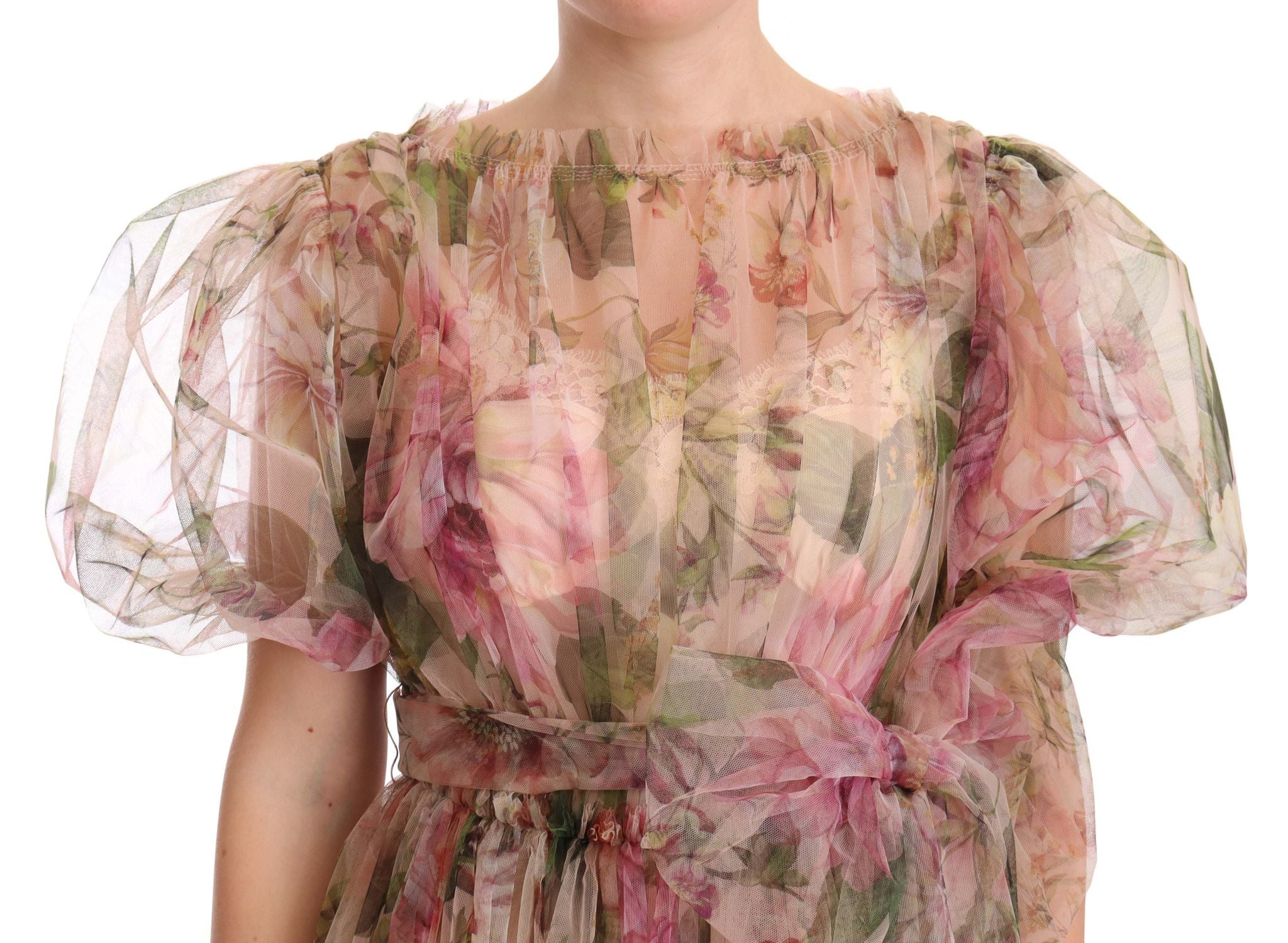 Floral Print Nylon Maxi Dress - ventzia