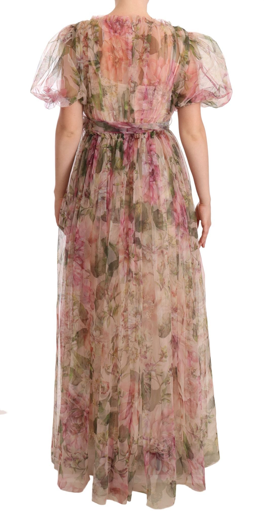 Floral Print Nylon Maxi Dress - ventzia