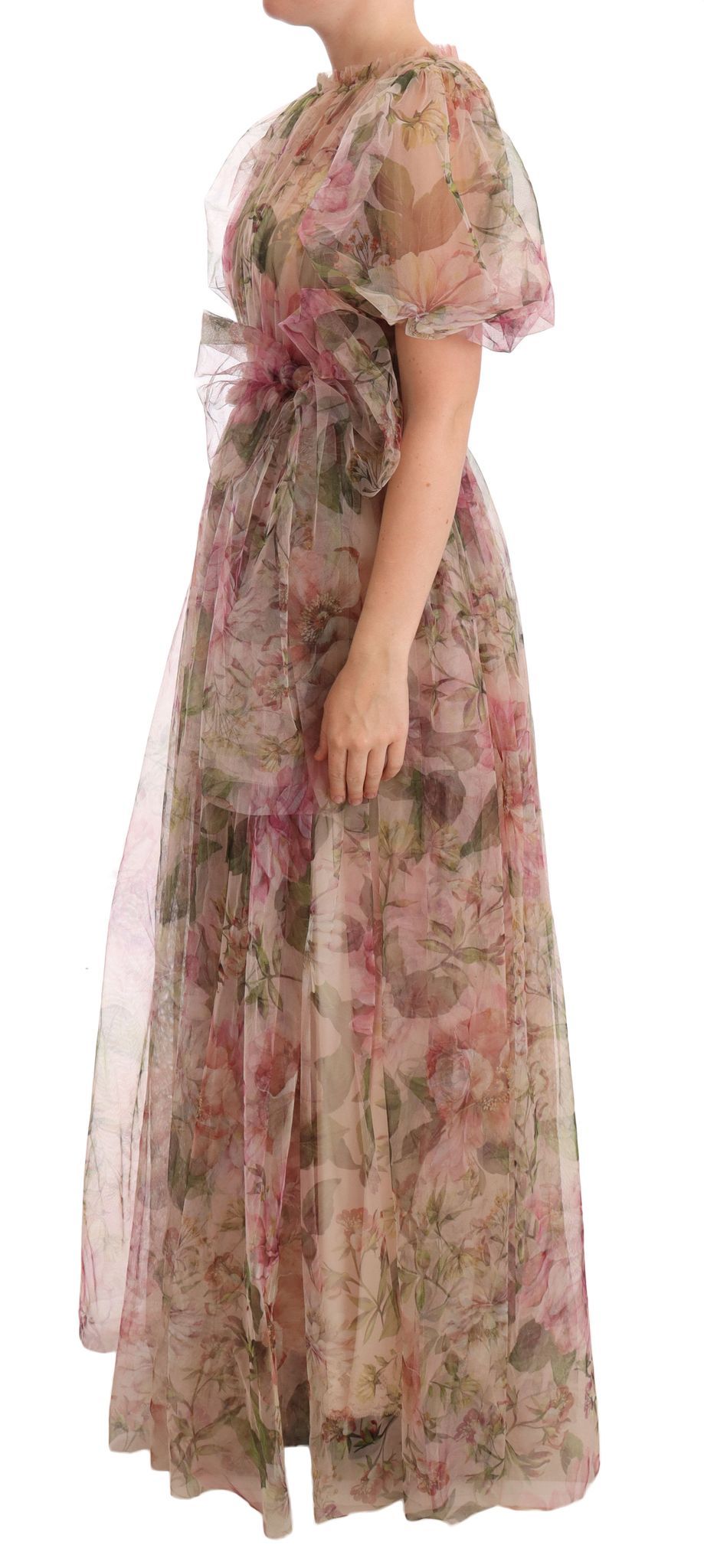 Floral Print Nylon Maxi Dress - ventzia