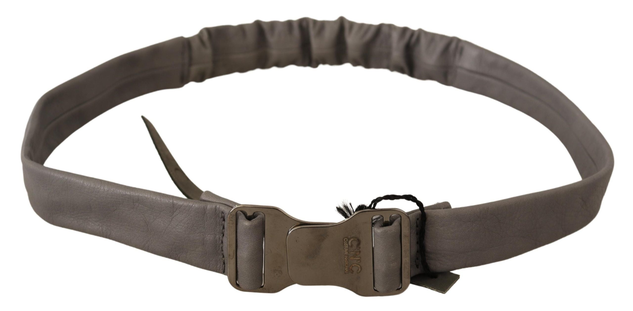 Elegant Gray Leather Fashion Belt - ventzia