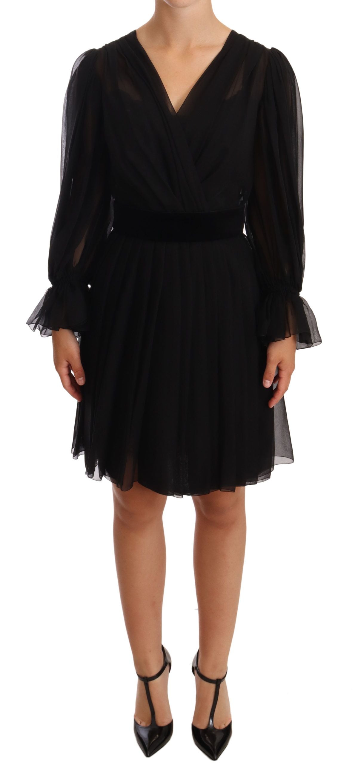 Elegant V-Neck Silk Blend Mini Dress - ventzia