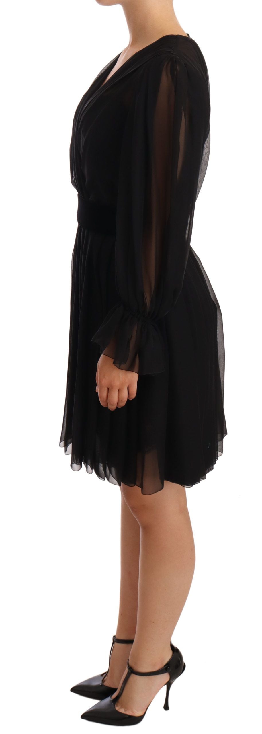 Elegant V-Neck Silk Blend Mini Dress - ventzia