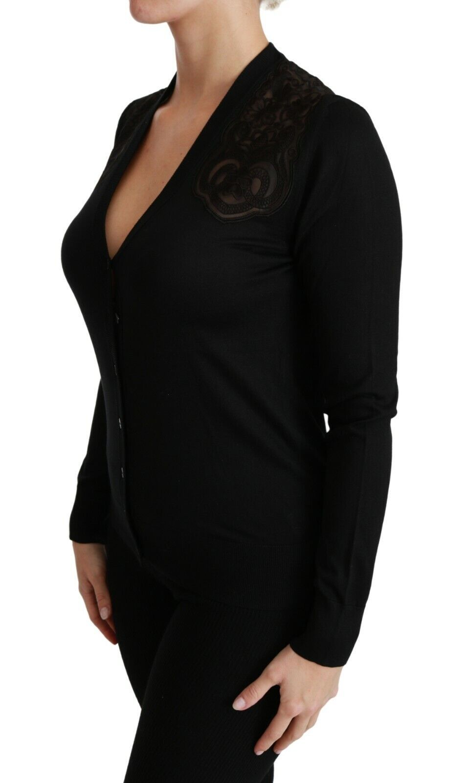 Black Lace Sweater Cardigan Sweater - ventzia