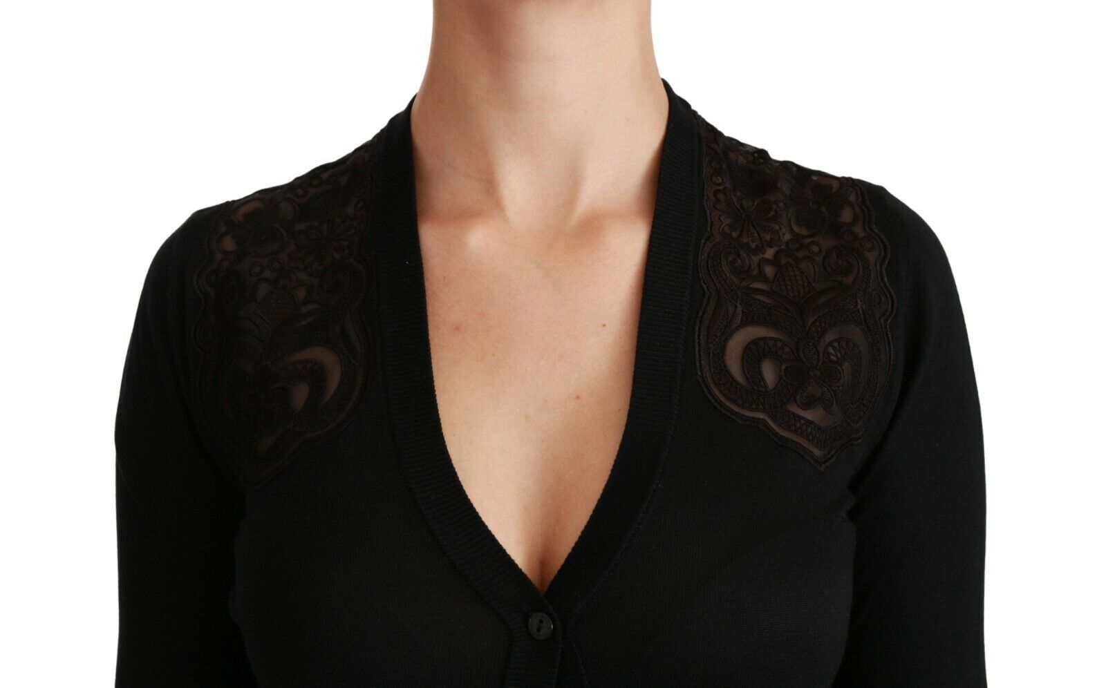 Black Lace Sweater Cardigan Sweater - ventzia