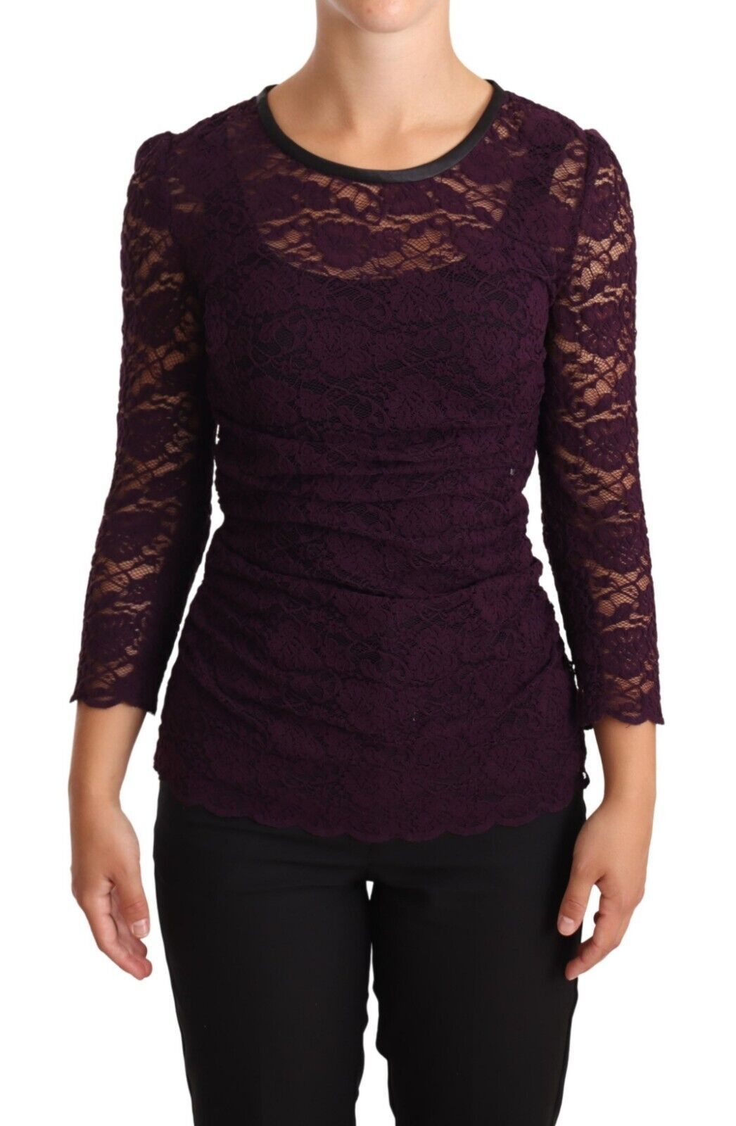 Elegant Sheer Lace Long Sleeve Blouse - ventzia