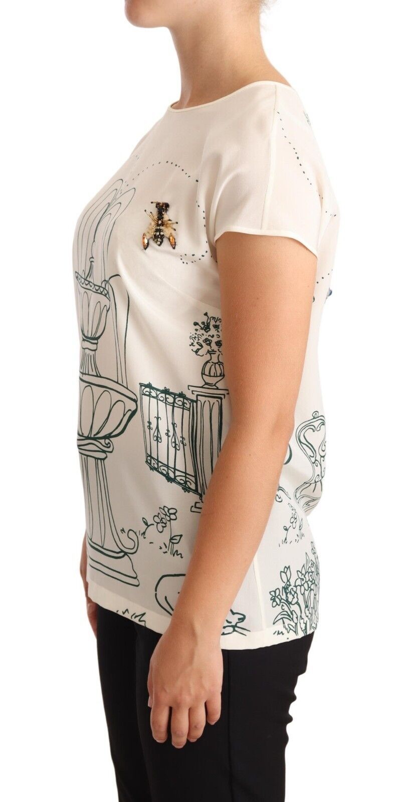 Elegant Silk Botanical Garden Fountain Tee - ventzia