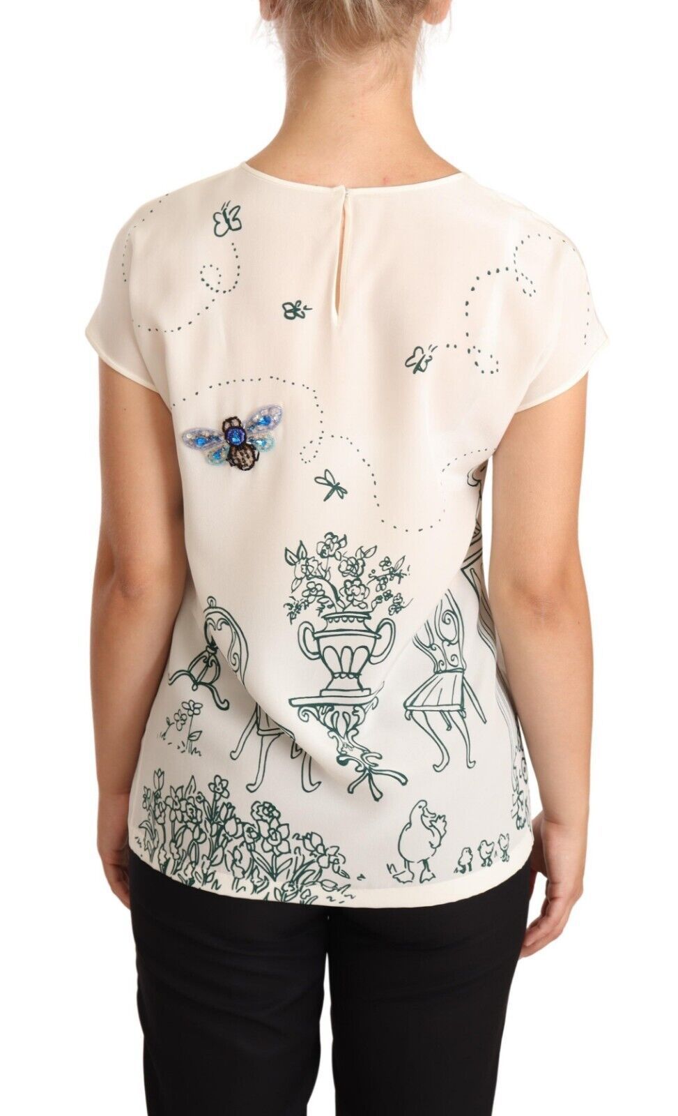 Elegant Silk Botanical Garden Fountain Tee - ventzia