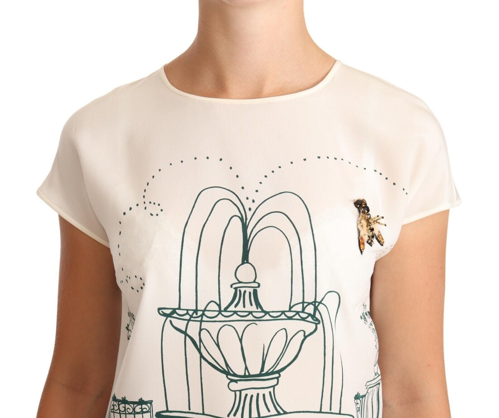 Elegant Silk Botanical Garden Fountain Tee - ventzia