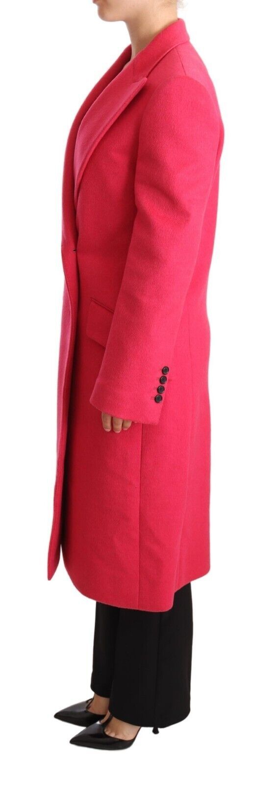 Elegant Pink Wool-Cashmere Coat - ventzia