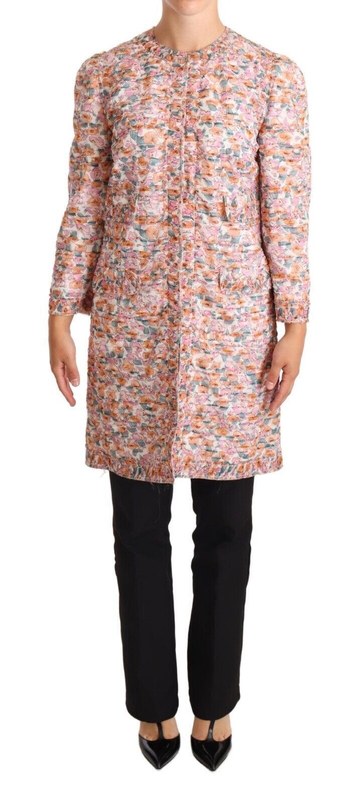 Elegant Floral Silk Trench Coat - ventzia