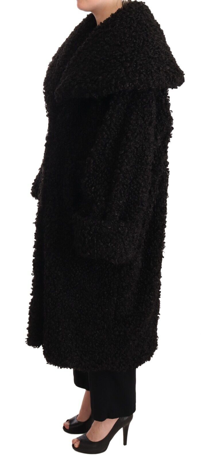 Elegant Black Fur Cape Trench Coat - ventzia