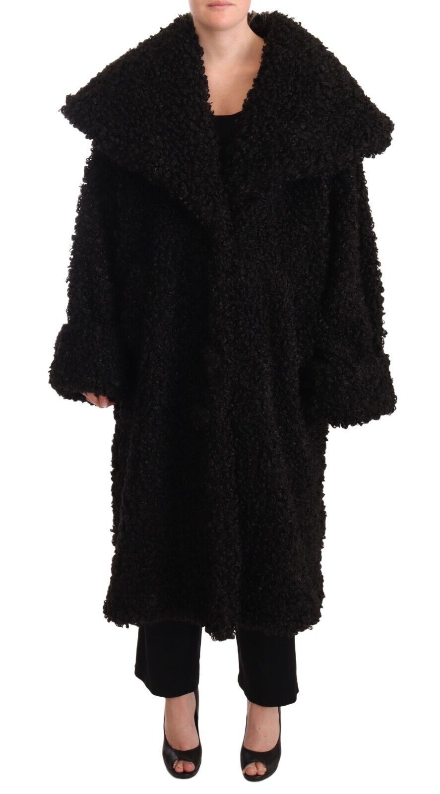 Elegant Black Fur Cape Trench Coat - ventzia