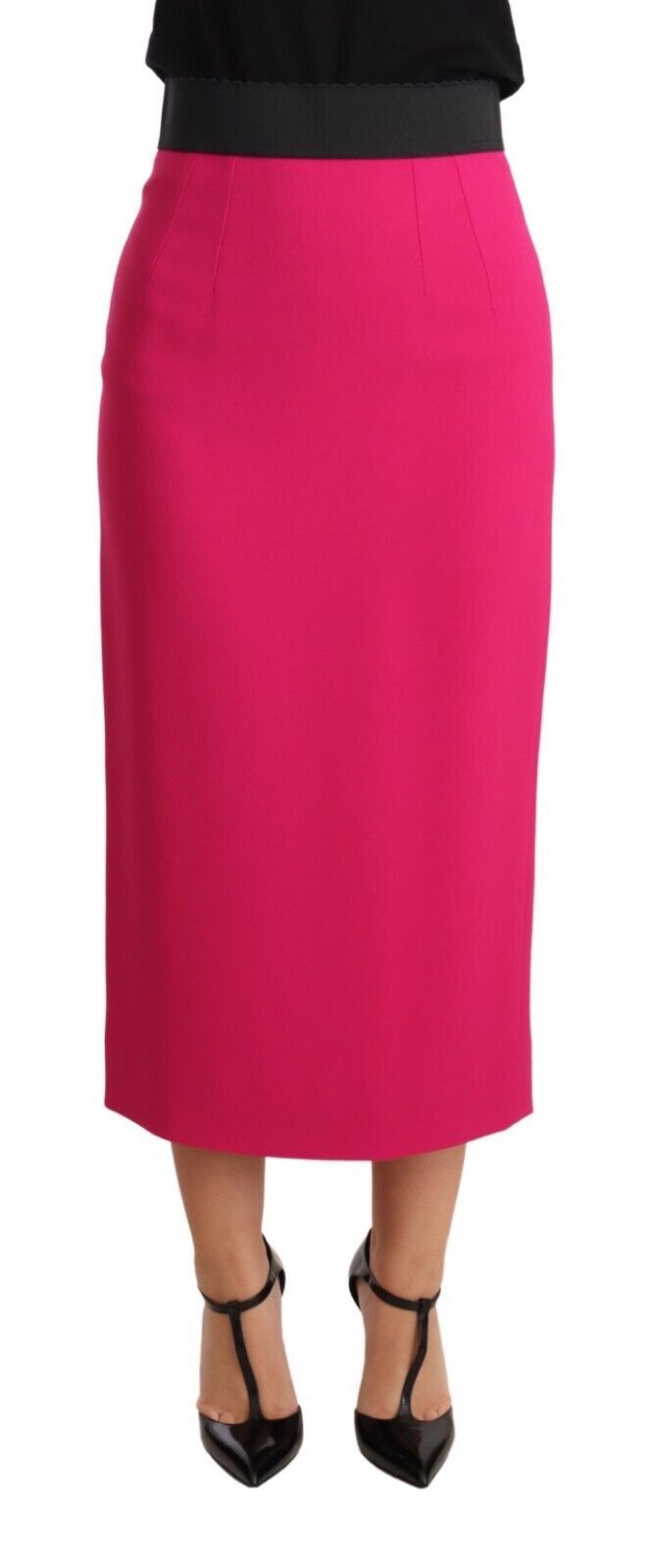 Elegant High-Waisted Pencil Skirt in Pink - ventzia