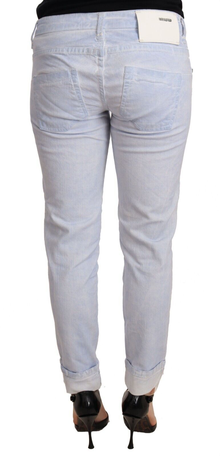 Light Blue Cotton Push Up Denim Jeans - ventzia
