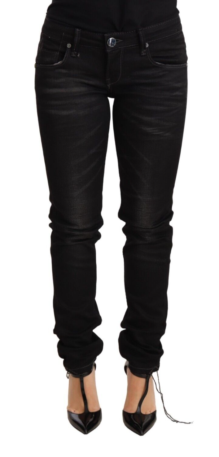 Sleek Black Washed Skinny Jeans - ventzia