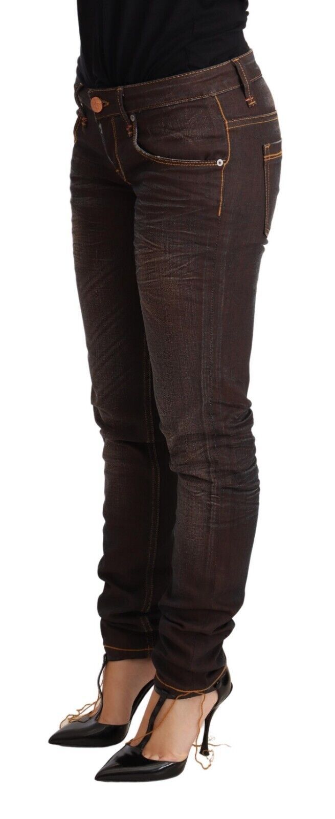 Chic Low Waist Skinny Brown Jeans - ventzia