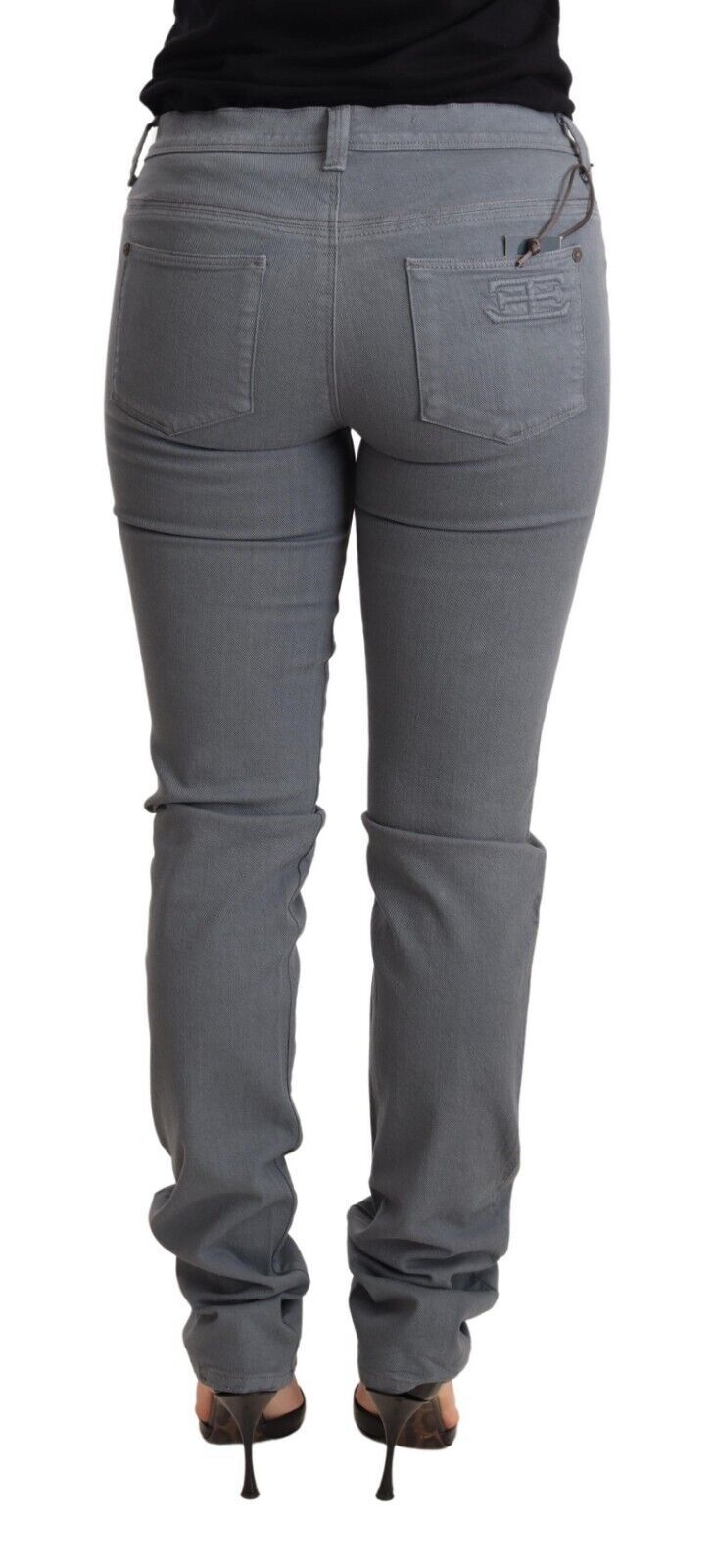 Sleek Gray Low Waist Skinny Jeans - ventzia