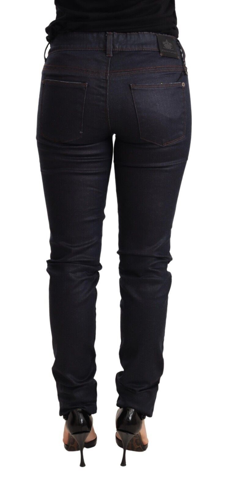 Chic Dark Blue Low Waist Skinny Jeans - ventzia