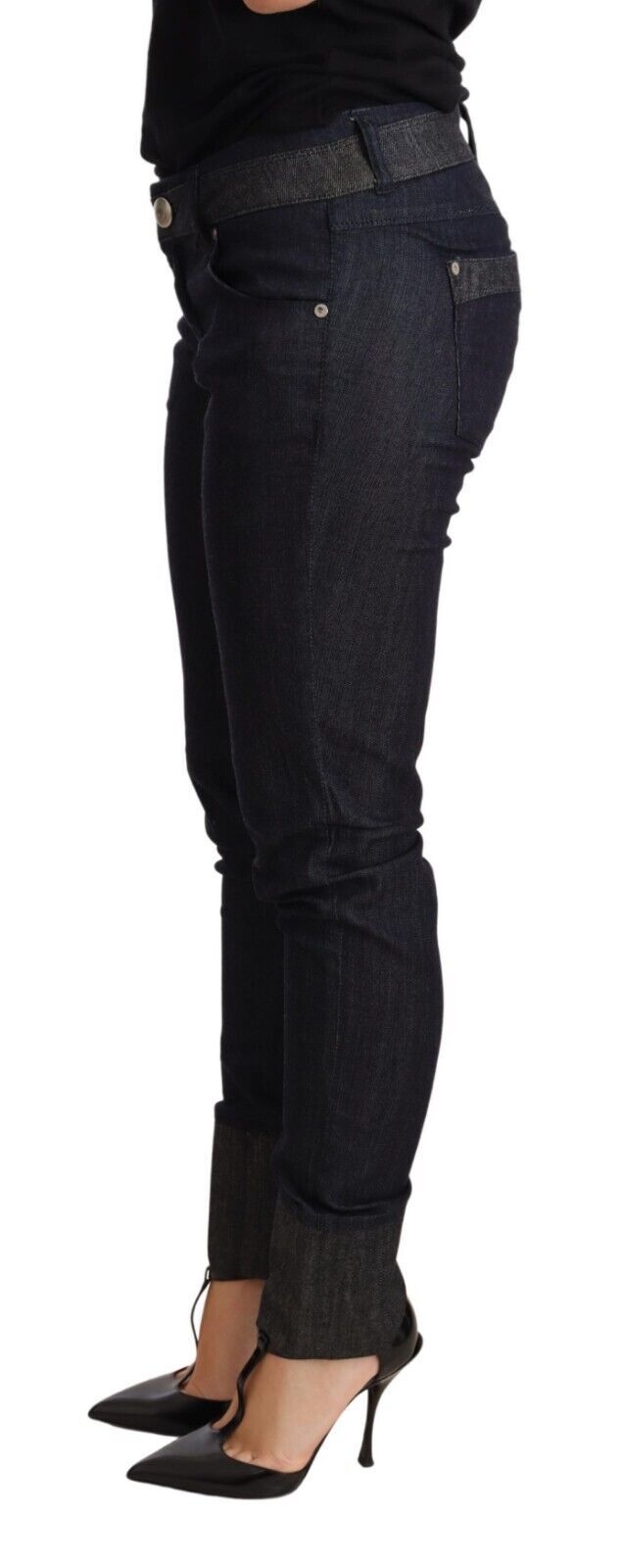 Chic Dark Blue Skinny Trouser Jeans - ventzia