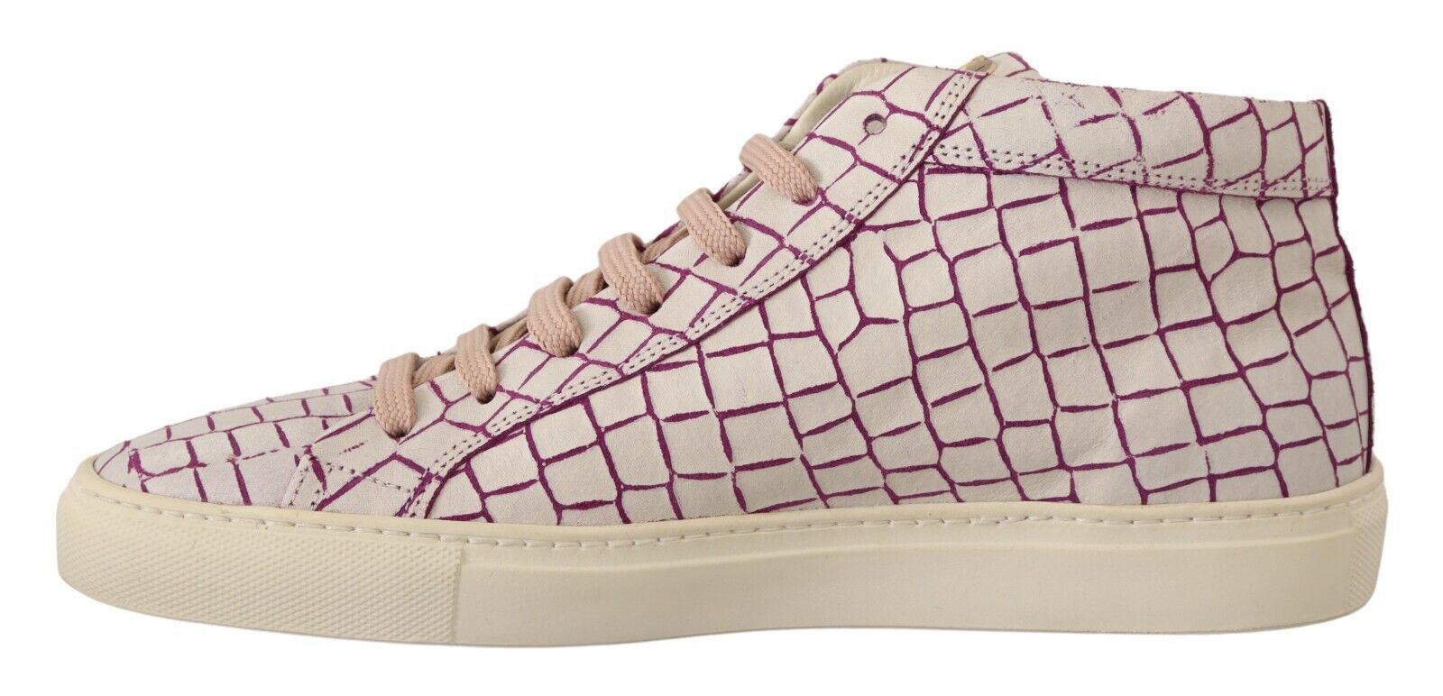 Chic White & Burgundy Mid-Cut Leather Sneakers - ventzia