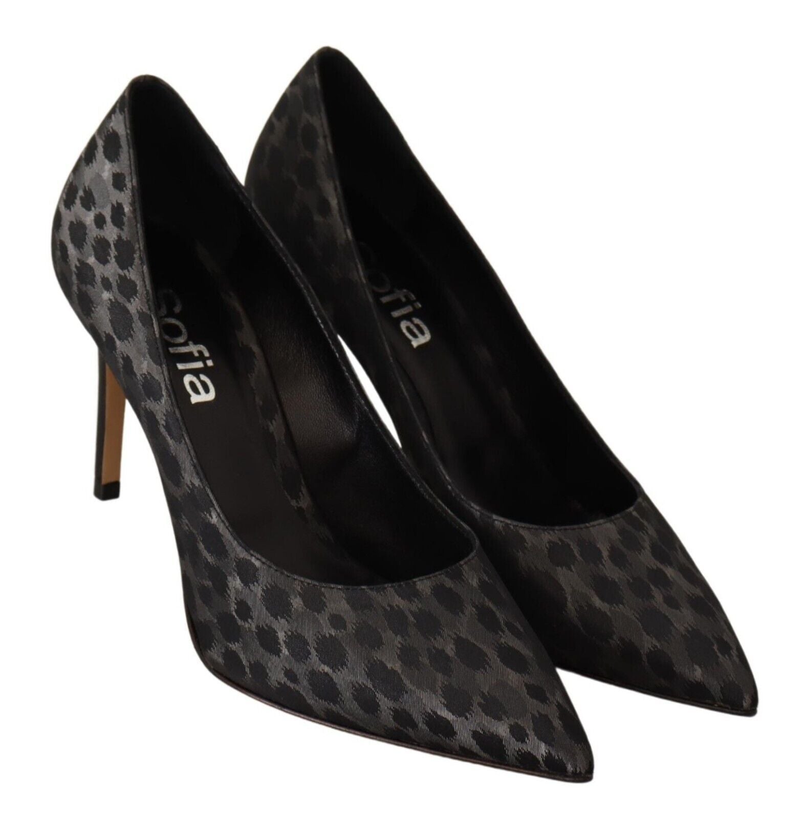 Elegant Black Leopard Print Leather Heels - ventzia