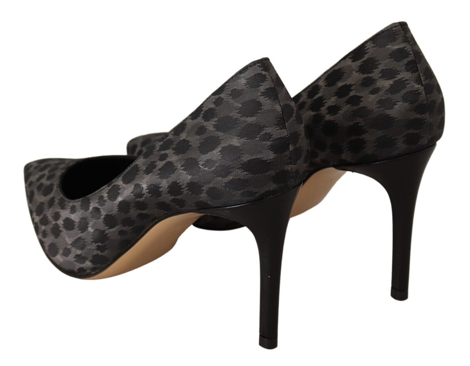 Elegant Black Leopard Print Leather Heels - ventzia