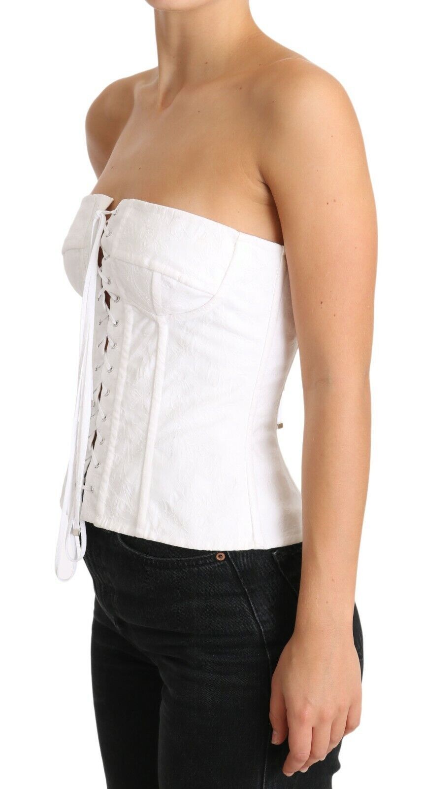 Elegant White Strapless Corset Top - ventzia