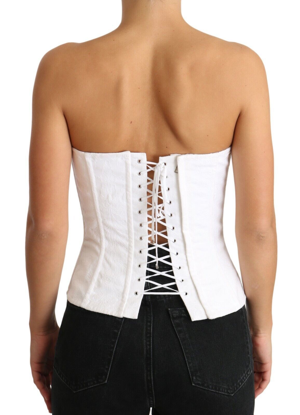 Elegant White Strapless Corset Top - ventzia