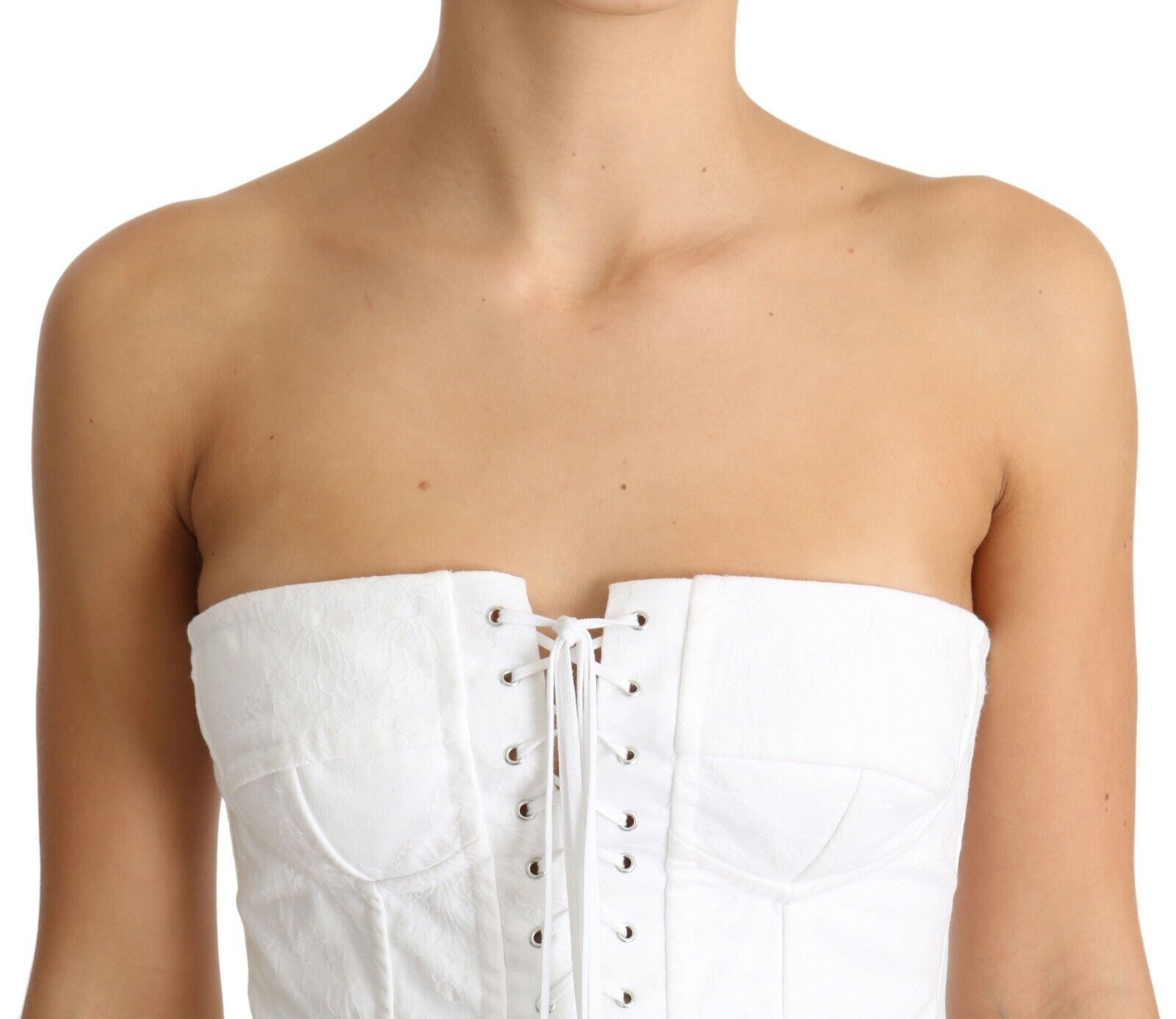 Elegant White Strapless Corset Top - ventzia