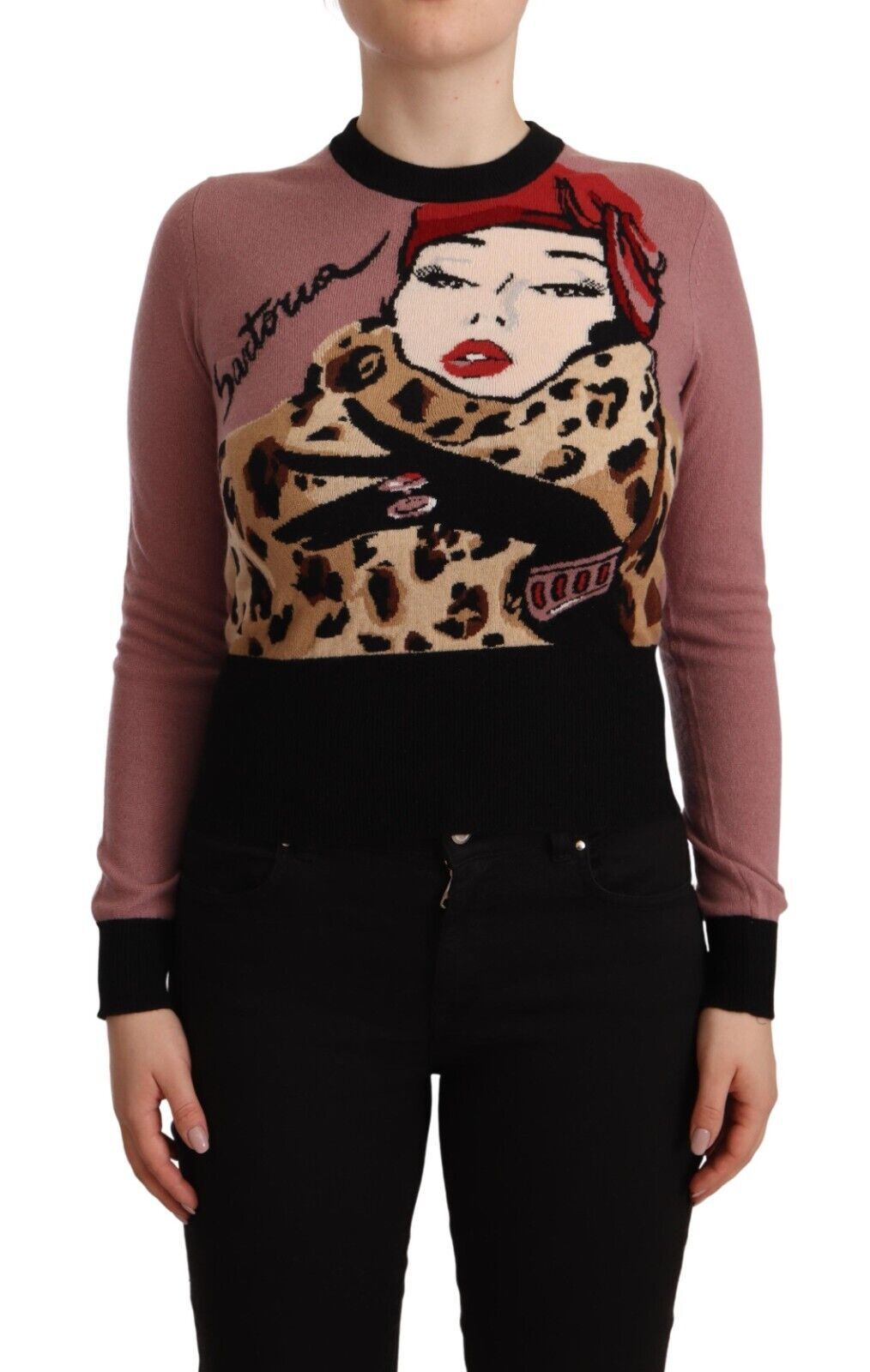 Elegant Pink Cashmere Crewneck Sweater - ventzia