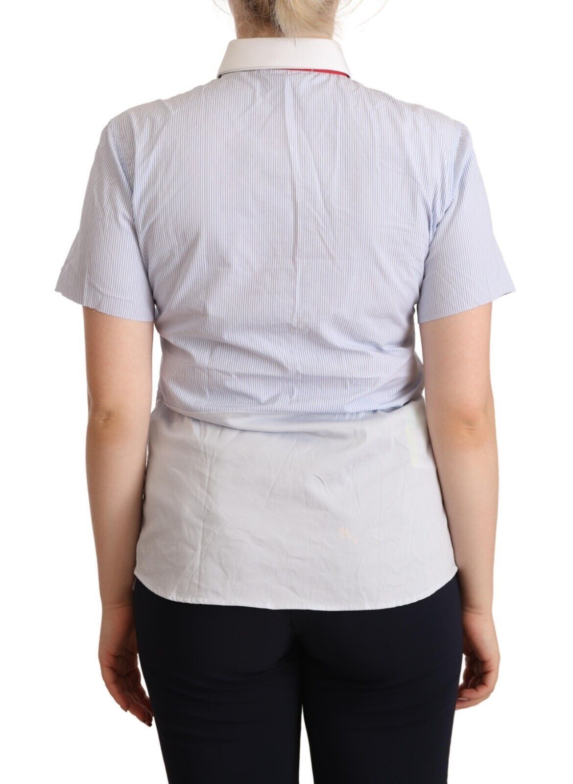 Light Blue Cotton Short Sleeves Collared Polo Top - ventzia