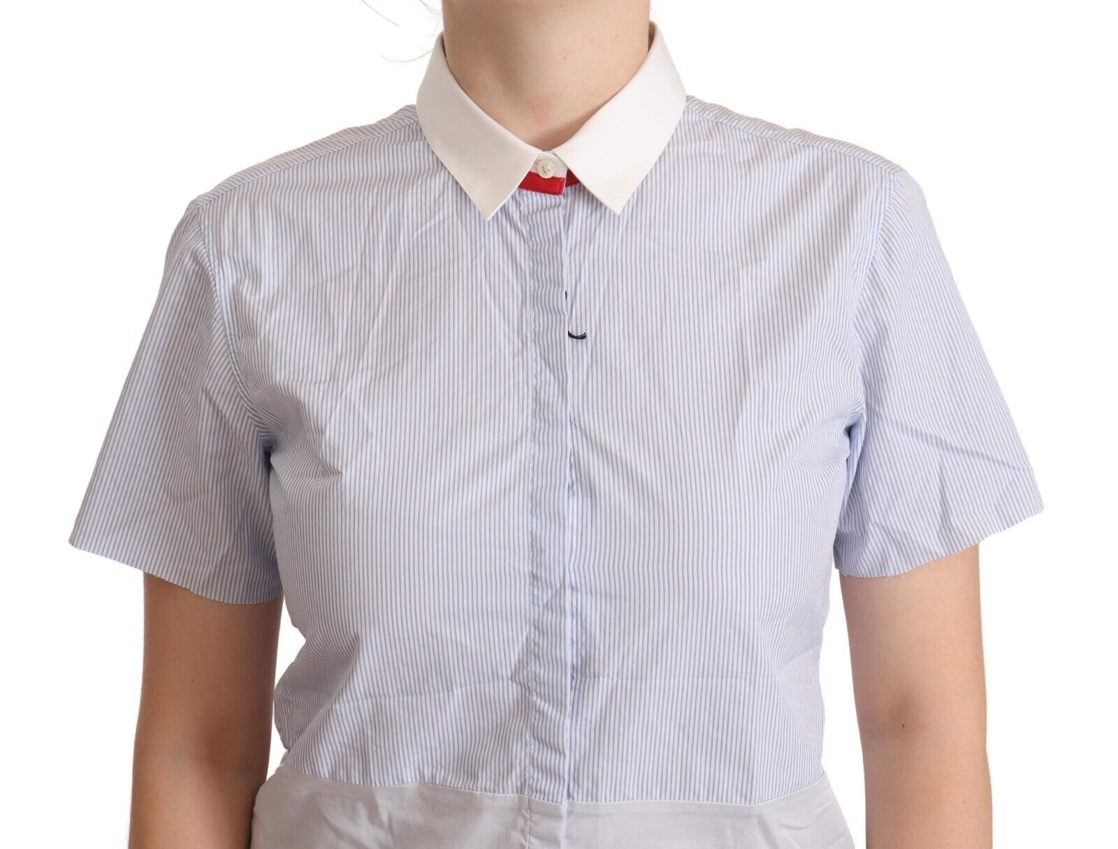 Light Blue Cotton Short Sleeves Collared Polo Top - ventzia