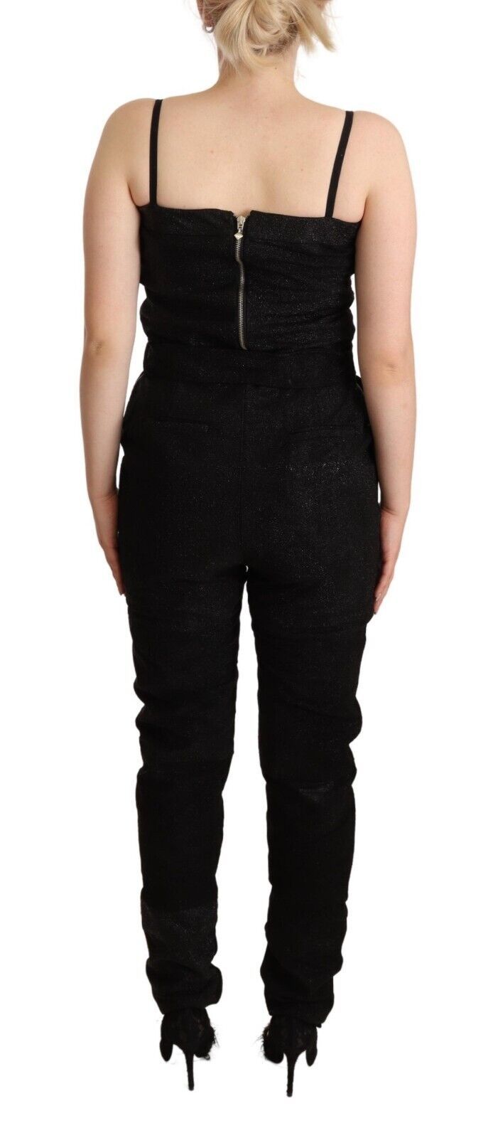 Elegant Sleeveless Jumpsuit Dress in Black - ventzia