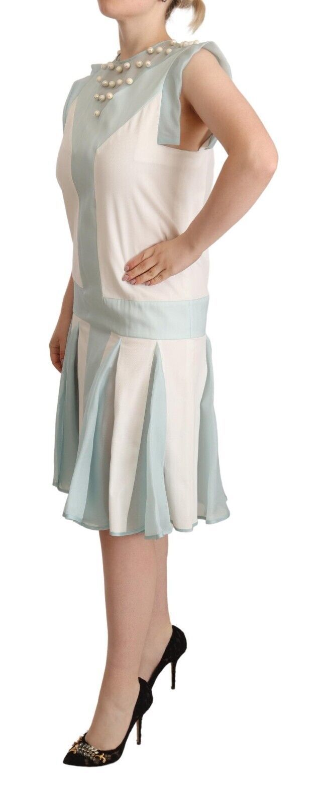 Embroidered Pearl Shift Dress Distinction - ventzia