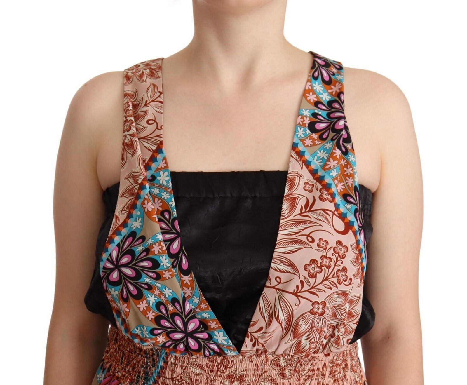 Chic Multicolor Sleeveless V-Neck Jumpsuit - ventzia
