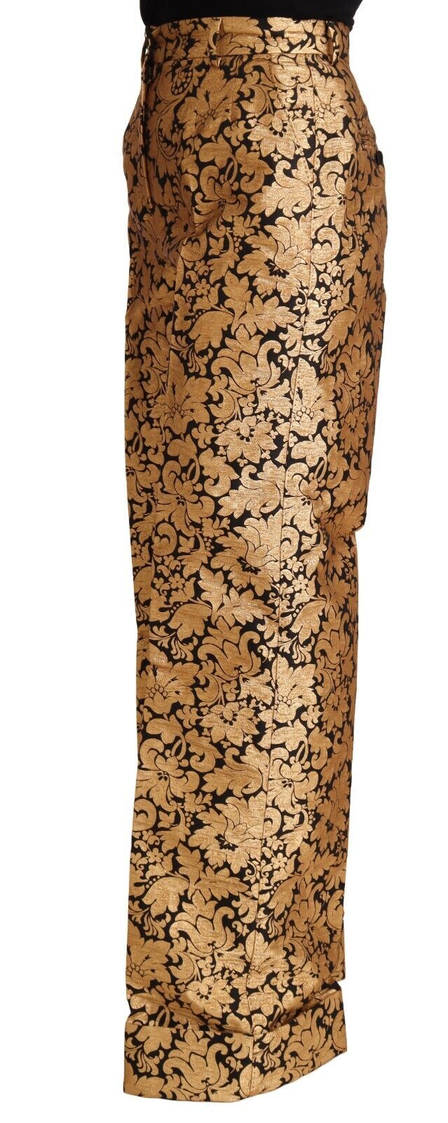 Elegant Floral Jacquard High Waist Trousers - ventzia