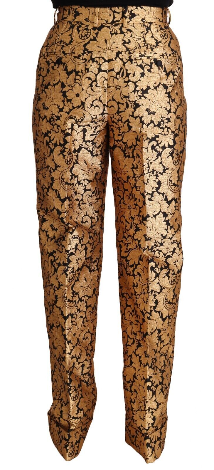 Elegant Floral Jacquard High Waist Trousers - ventzia
