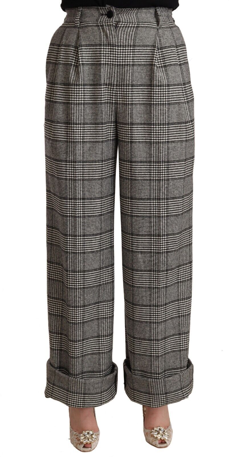 Elegant High Waist Straight Trousers In Grey - ventzia