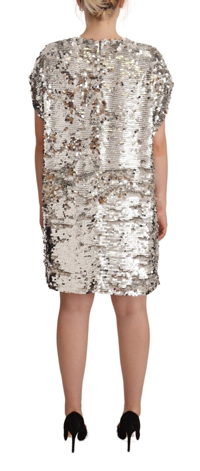 Elegant Sequined Boat Neck Mini Dress - ventzia