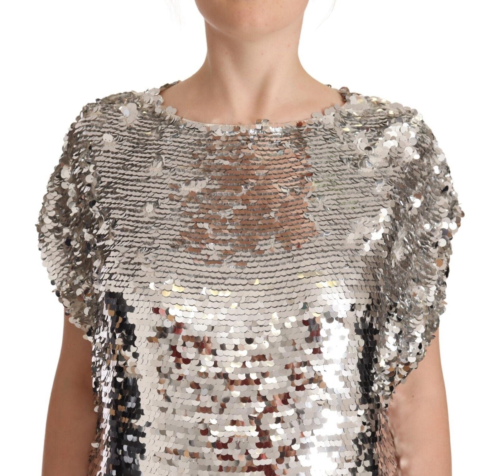 Elegant Sequined Boat Neck Mini Dress - ventzia