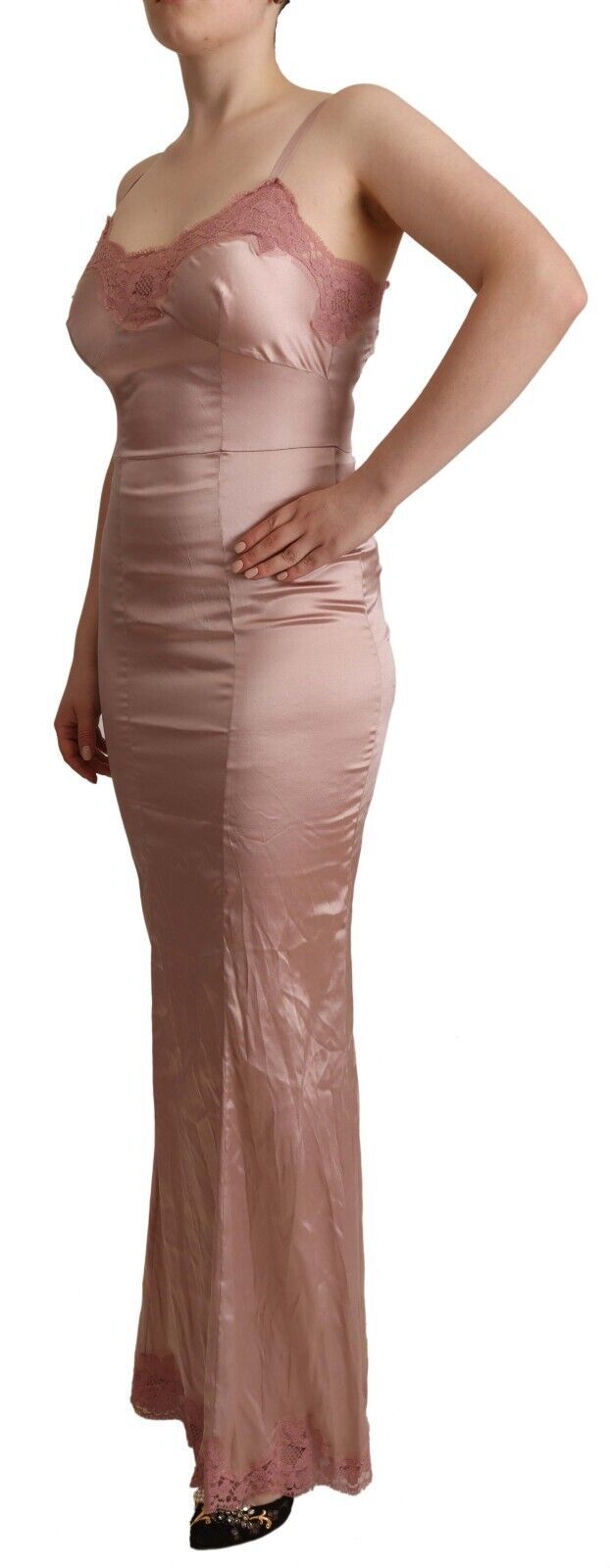 Elegant Pink Lace Maxi Bodycon Dress - ventzia