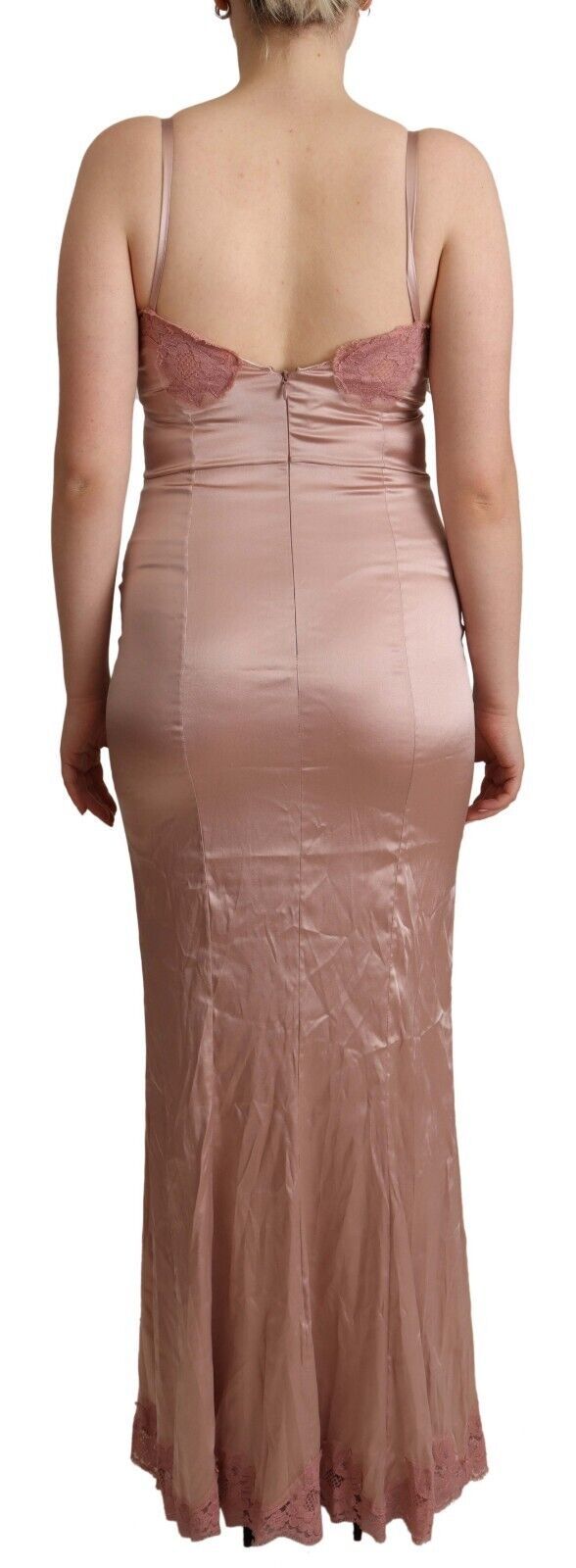 Elegant Pink Lace Maxi Bodycon Dress - ventzia