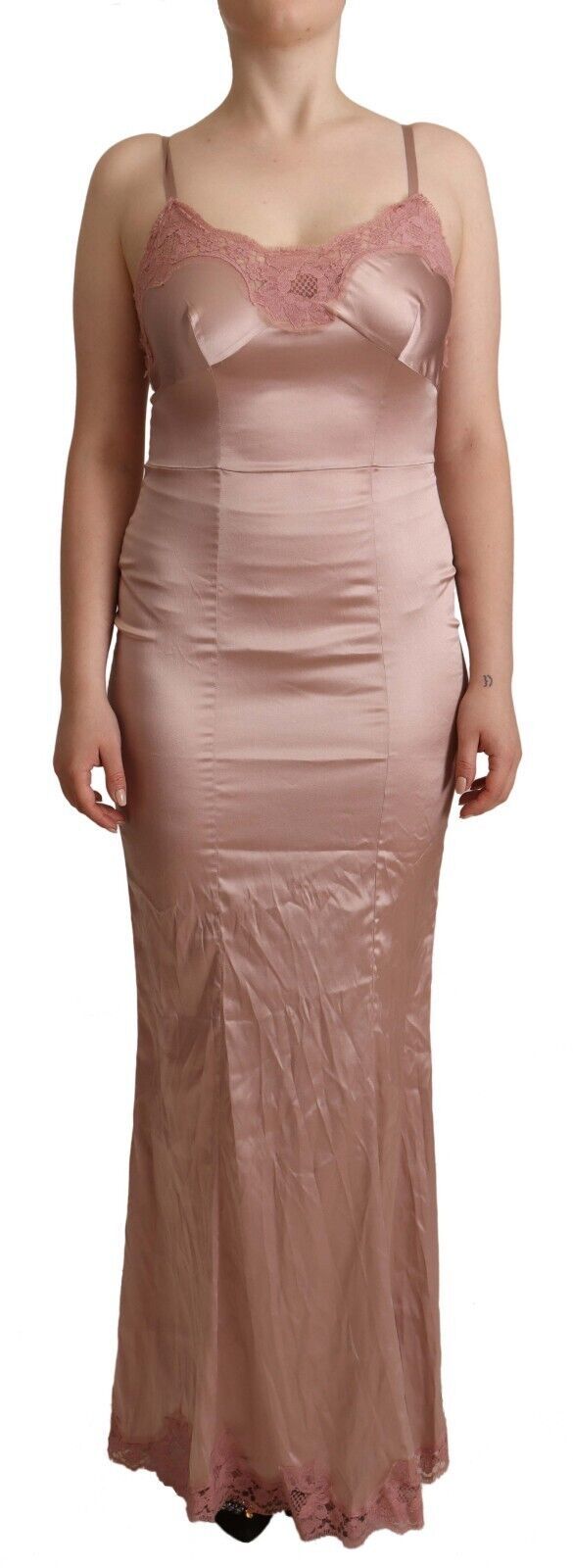 Elegant Pink Lace Maxi Bodycon Dress - ventzia