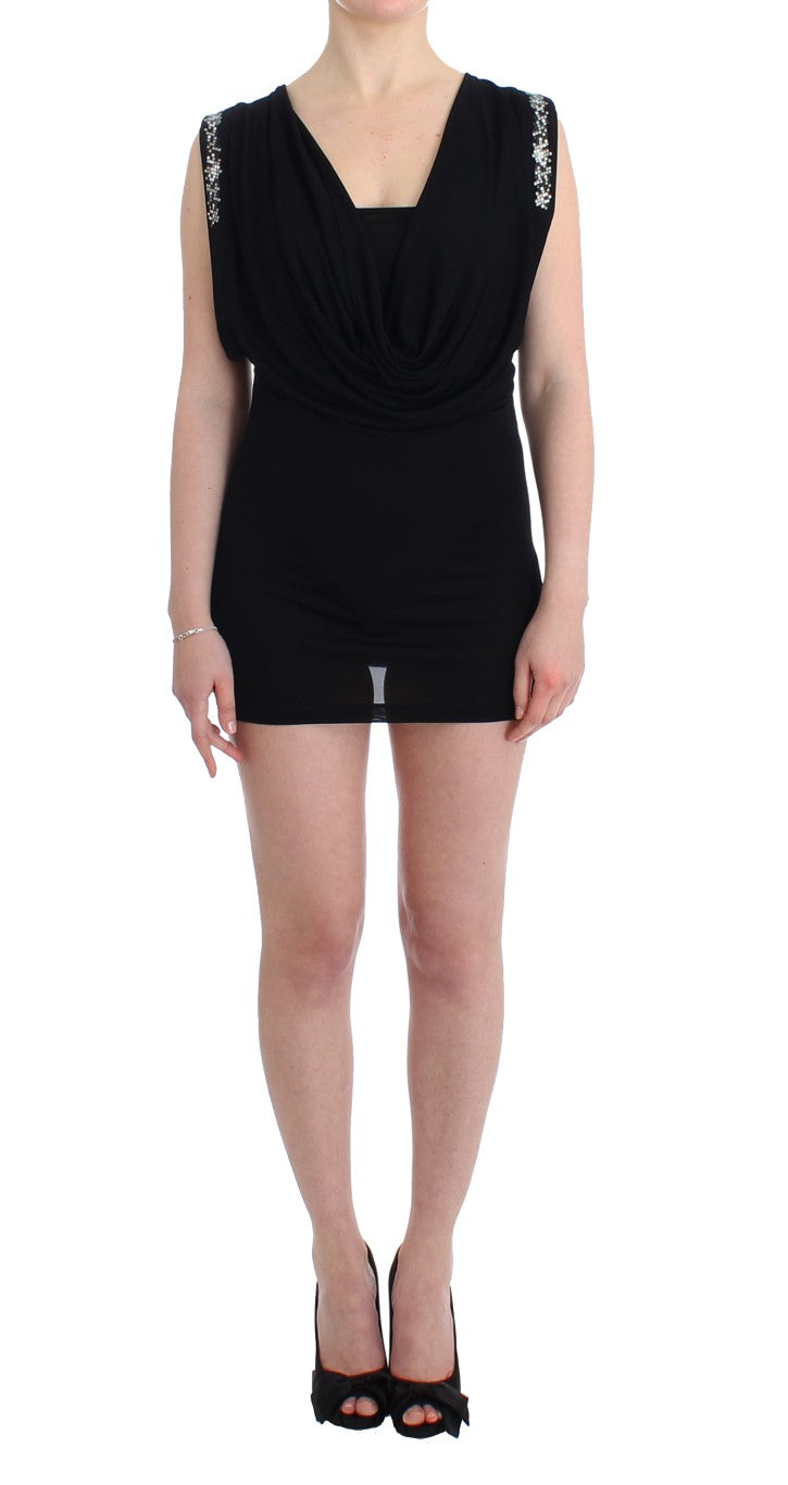 Elegant Draped Neckline Sleeveless Dress - ventzia