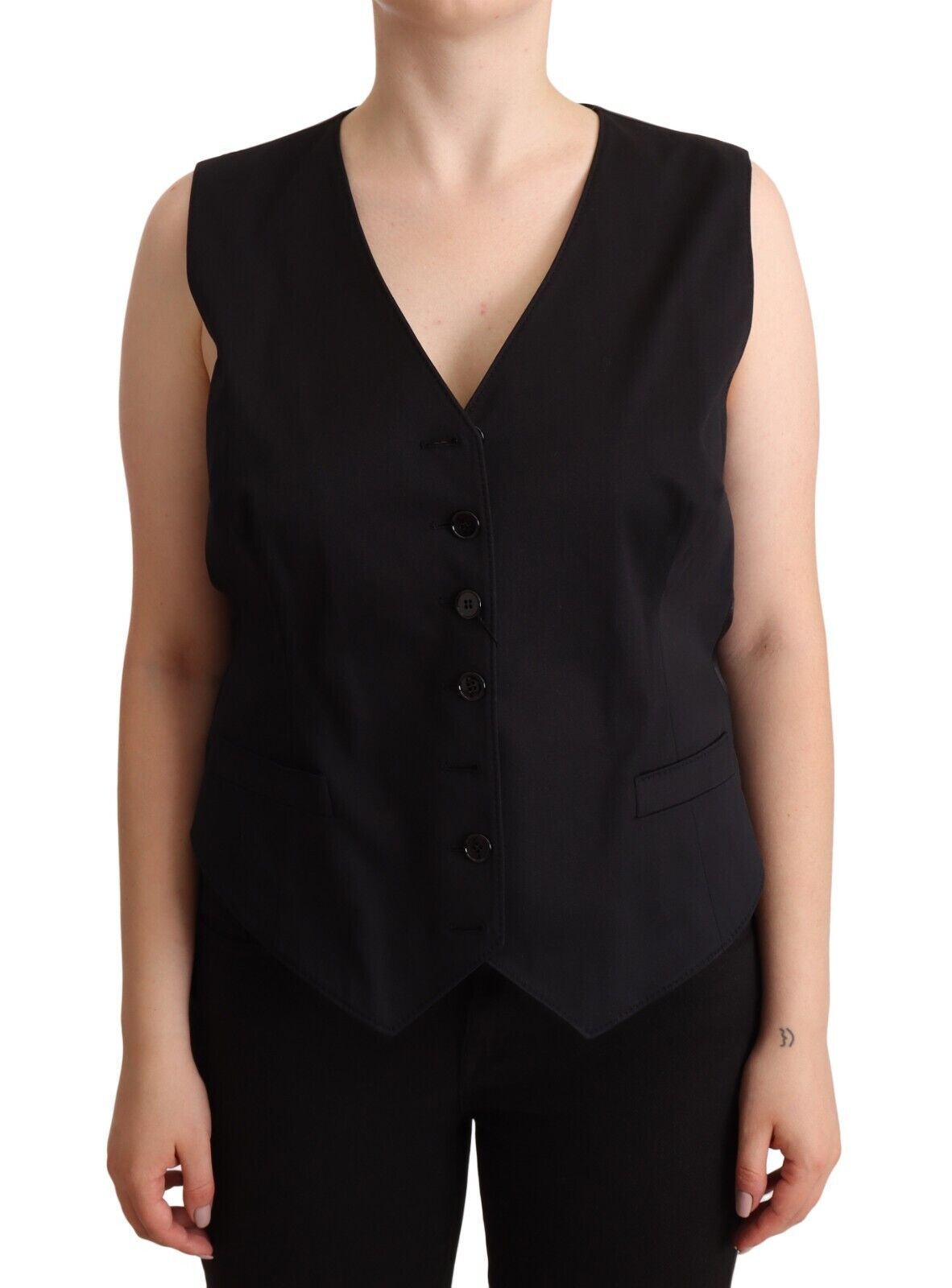 Chic Buttoned Black Waistcoat - ventzia