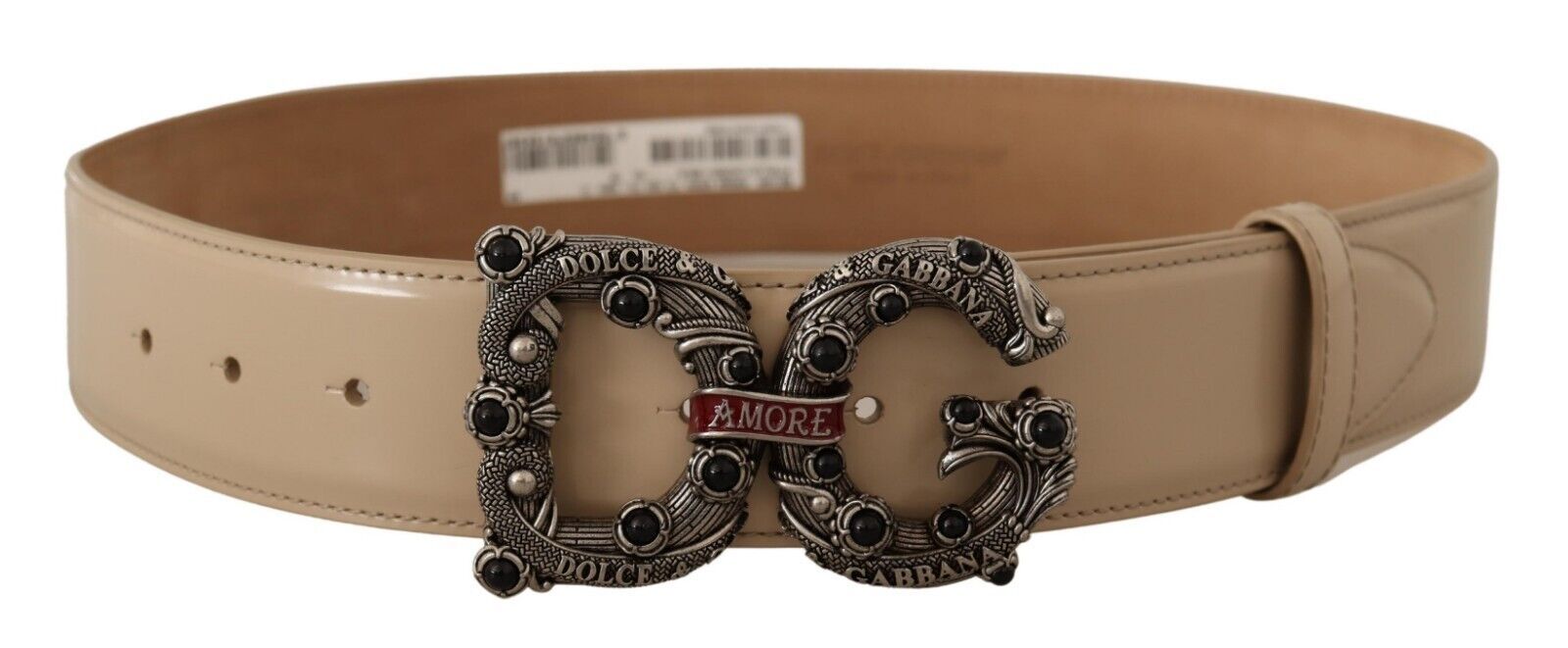 Vintage-Brass Logo Pearl Embellished Belt - ventzia