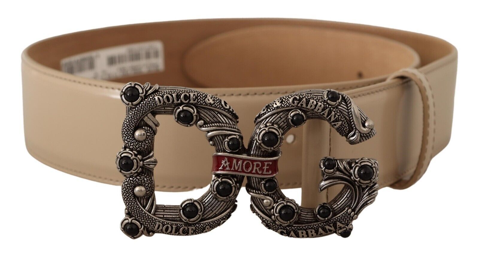 Vintage-Brass Logo Pearl Embellished Belt - ventzia